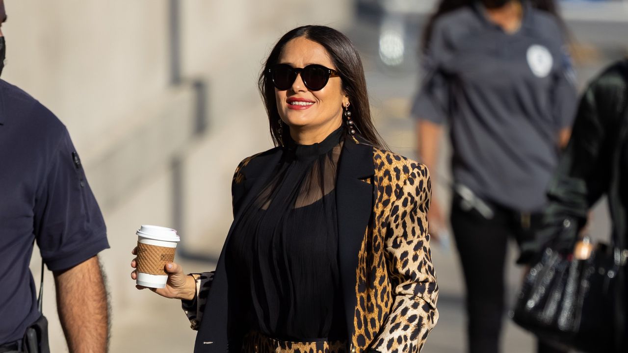 los angeles, ca october 14 salma hayek is seen at jimmy kimmel live on october 14, 2021 in los angeles, california photo by rbbauer griffingc images