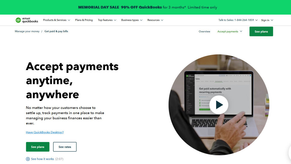 QuickBooks GoPayment website screenshot (May 2025)
