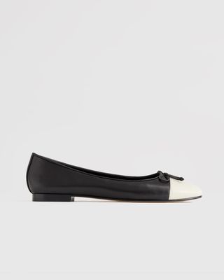 Italian Leather Cap-Toe Ballet Flat