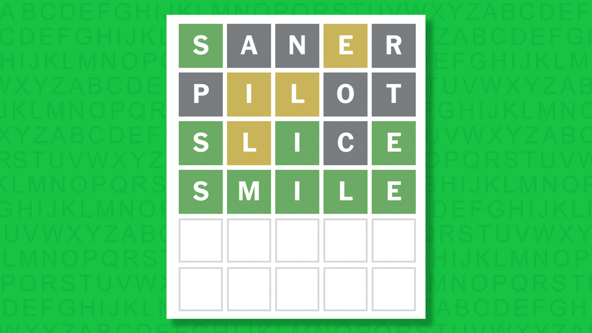 NYT Wordle answer for game 1806 on a green background