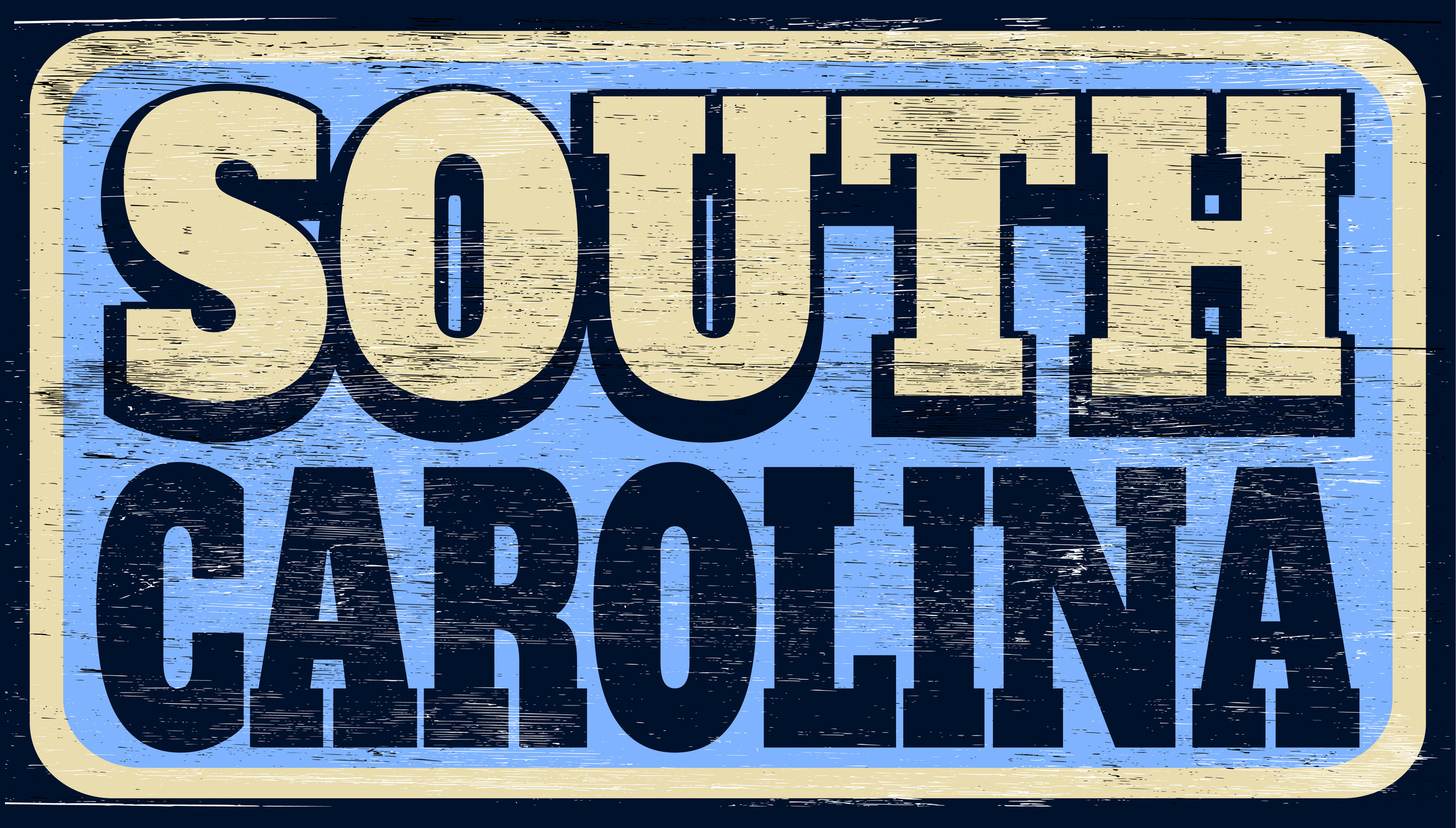 Aged retro South Carolina sign on wood