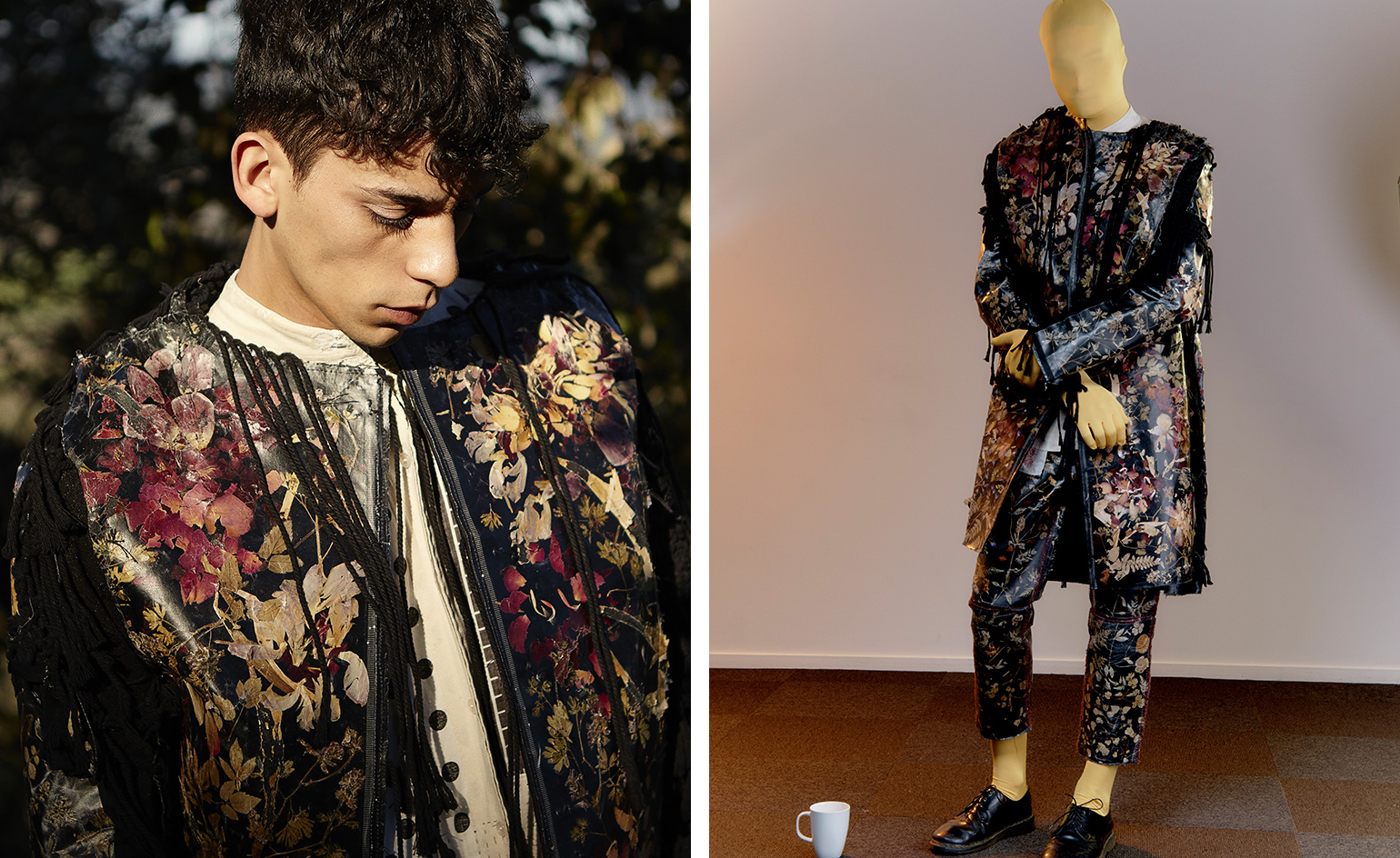 Model wearing designer clothes