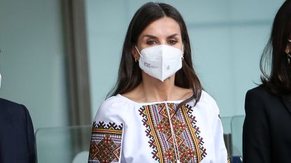 Queen Letizia wearing a vyshvyanka