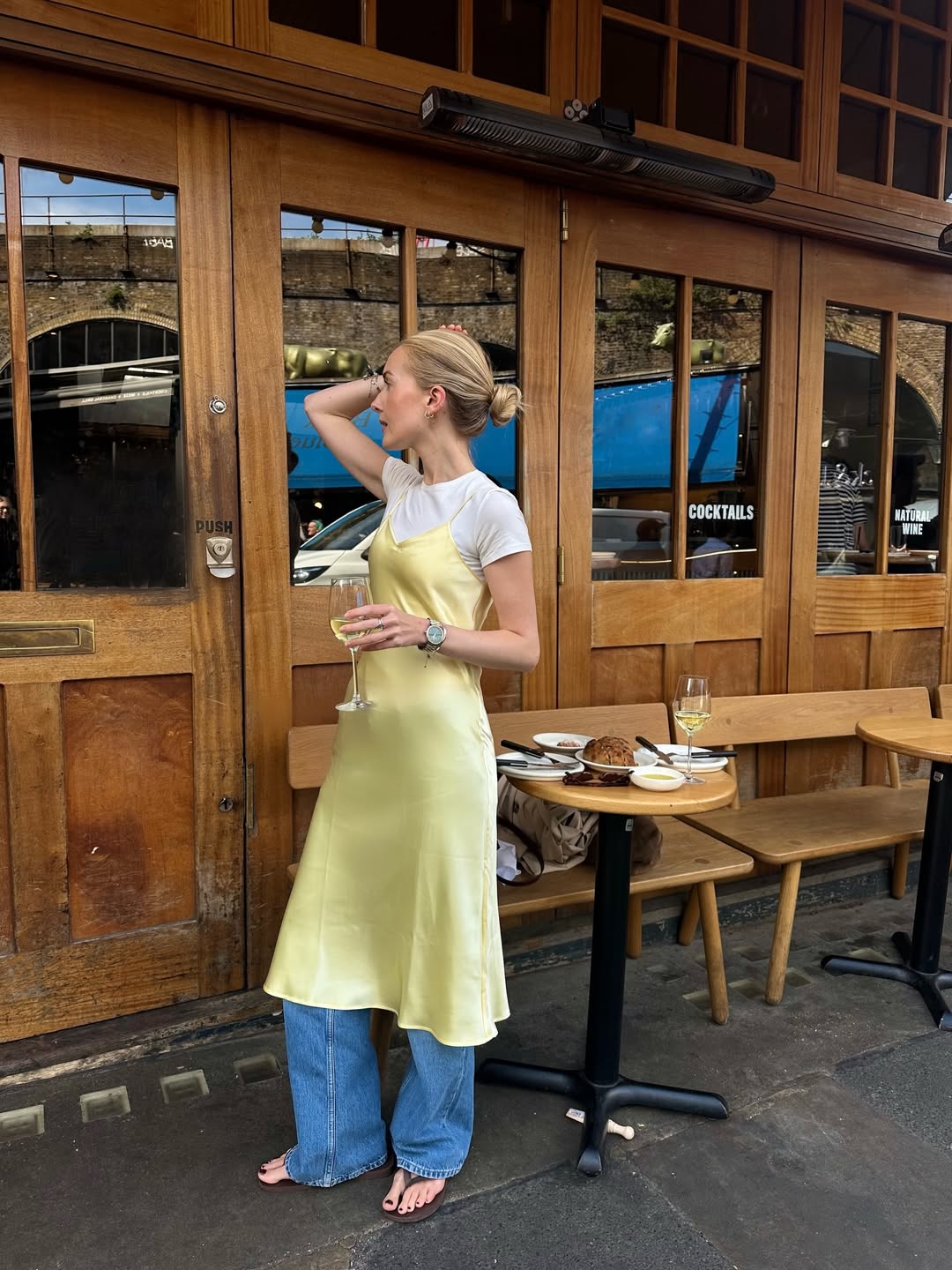 Chloe Butler in a slip dress