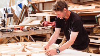 Expert in woodwork craftsmanship Tim Loftus and Scottish bike manufacturer Steven Shand helped recreate Kirkpatrick's bike