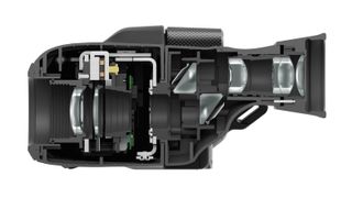 Cutaway diagram of Canon 8x20 IS binoculars
