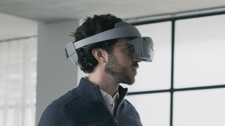 A man wears the unnamed Sony XR headset