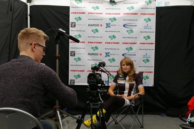 Mariske Strauss (Orange Monkey) preps for an interview