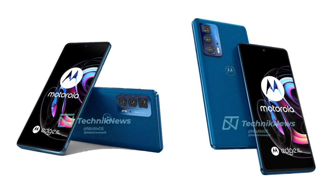 Leaked renders showing the Motorola Edge 20 Pro from front and back