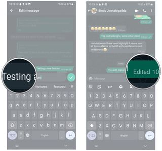 Screenshot showing how to edit messages in WhatsApp