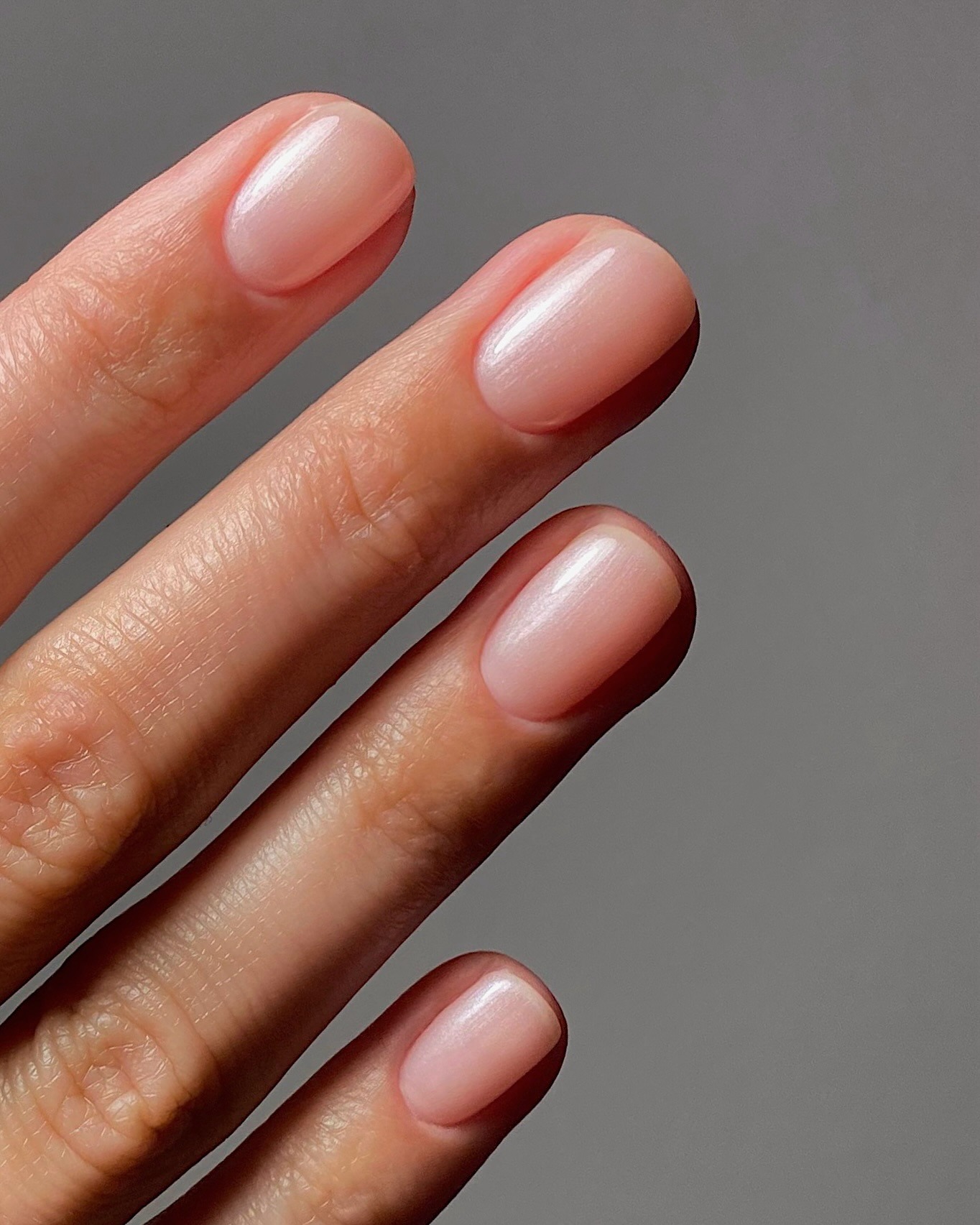 Sheer shimmery pink nails