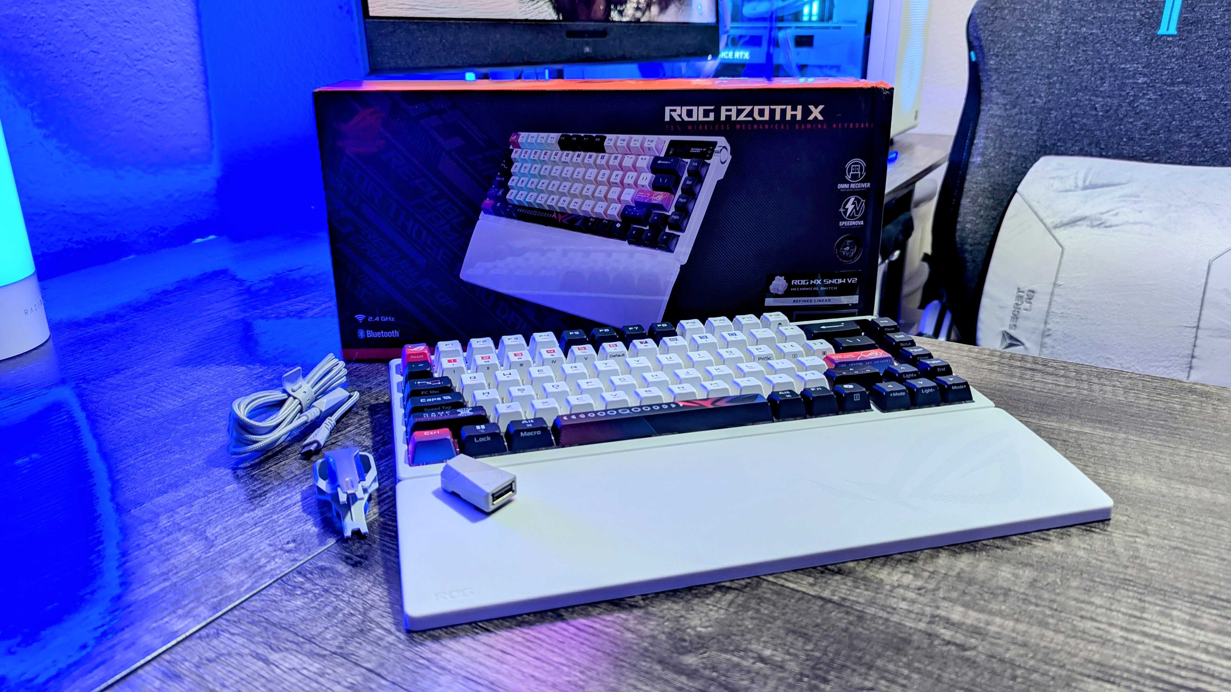 Image of the ASUS ROG Azoth X wireless gaming keyboard.