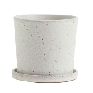 White speckled plant pot and saucer