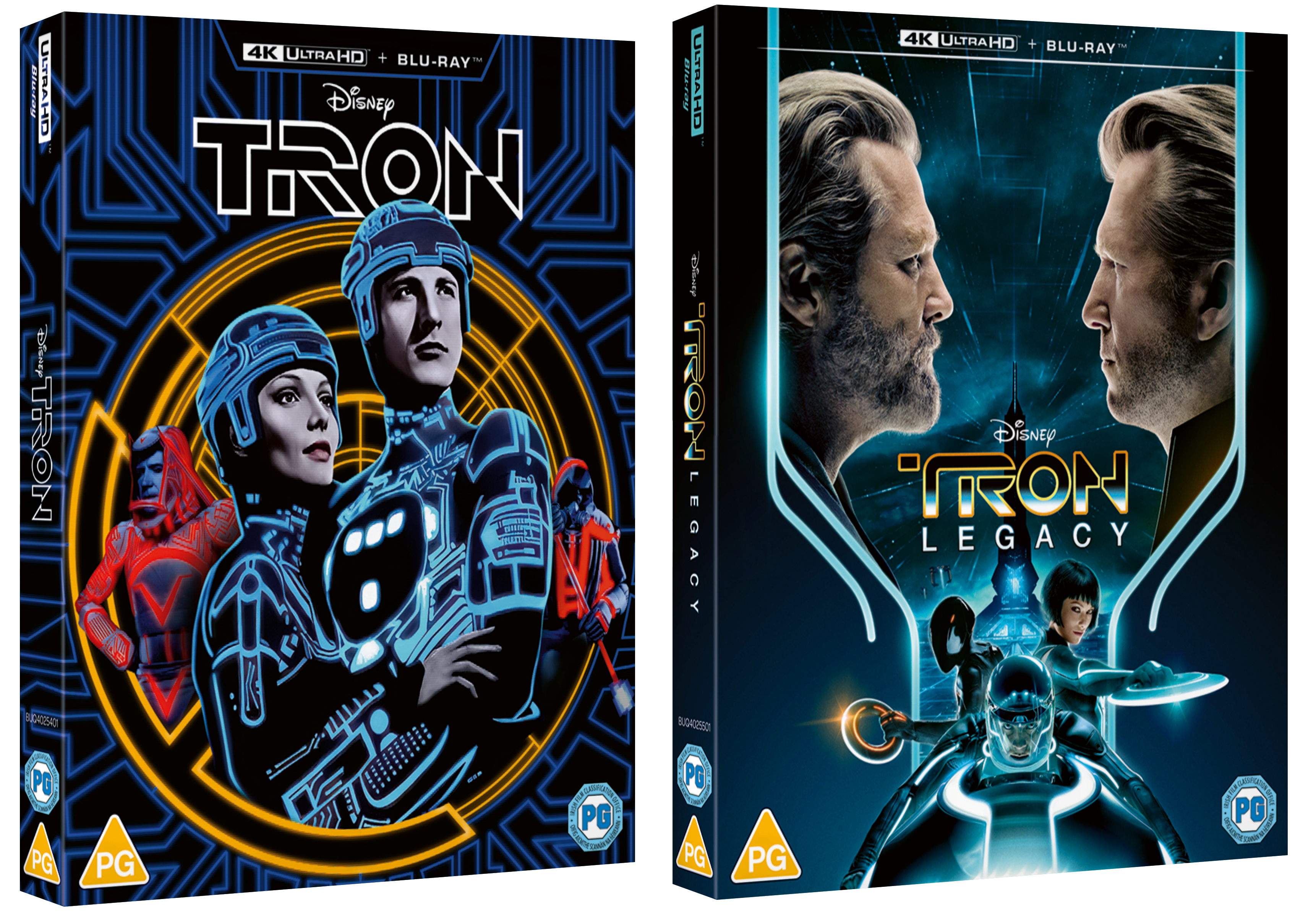 The covers of the 4Ks of TRON and TRON: Legacy.