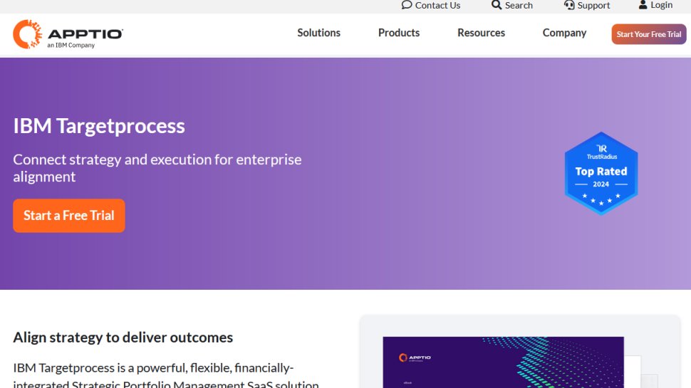 Apptio Targetprocess website screenshot (June 2025).