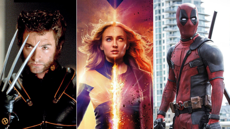 Best X-Men movies ranked: pictures of Hugh Jackman as Wolverine, Sophie Turner as Jean Grey and Deadpool next to each other.