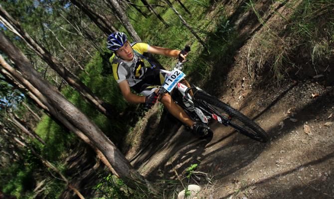 Local rider Oliver Phillips on the way to third place in U23 race