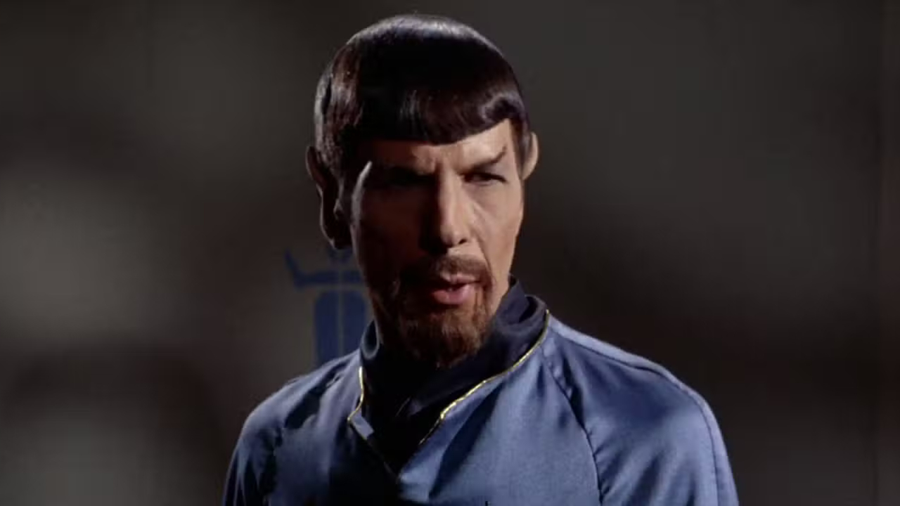 Leonard Nimoy, as evil Mr. Spock.