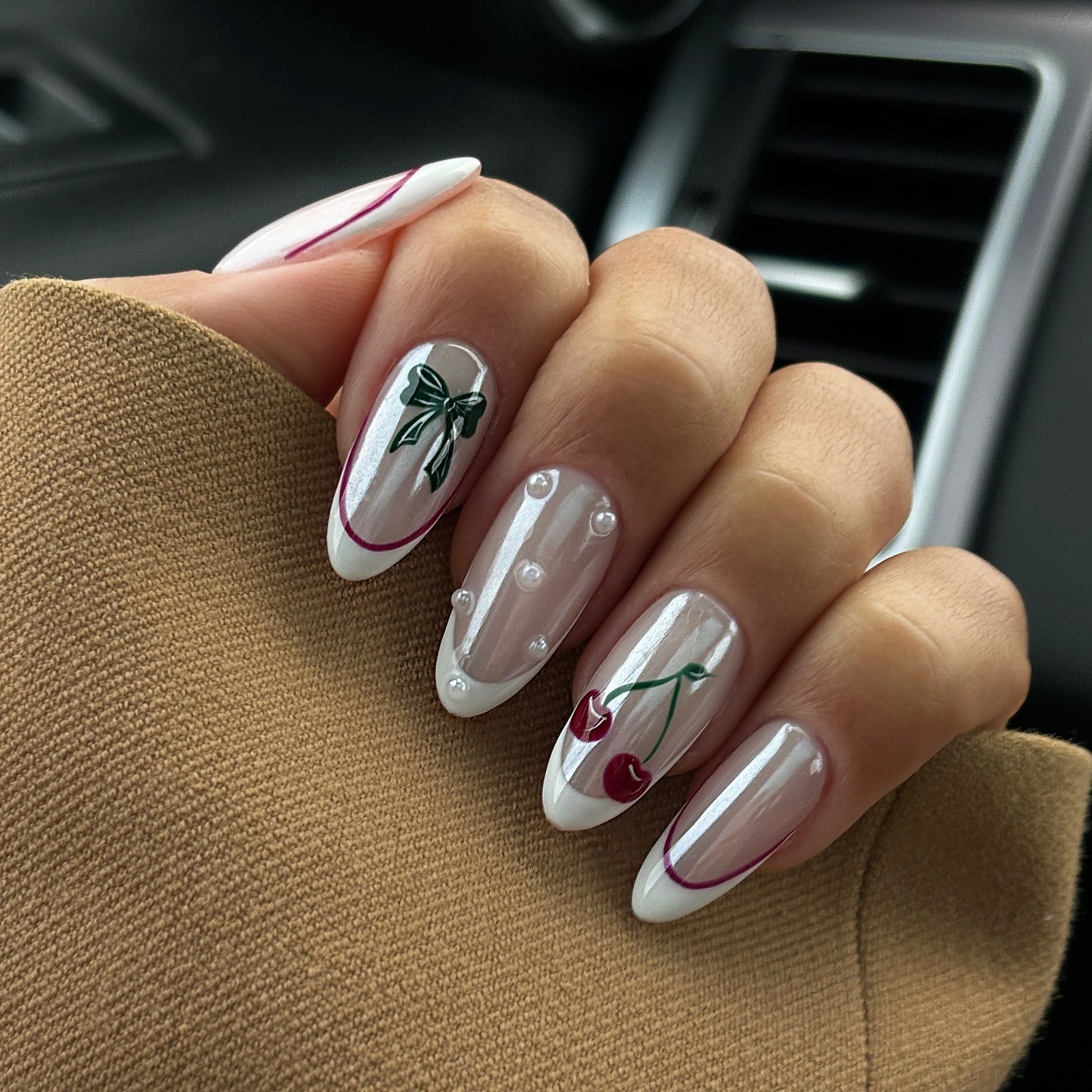 Festive nails with glaze.
