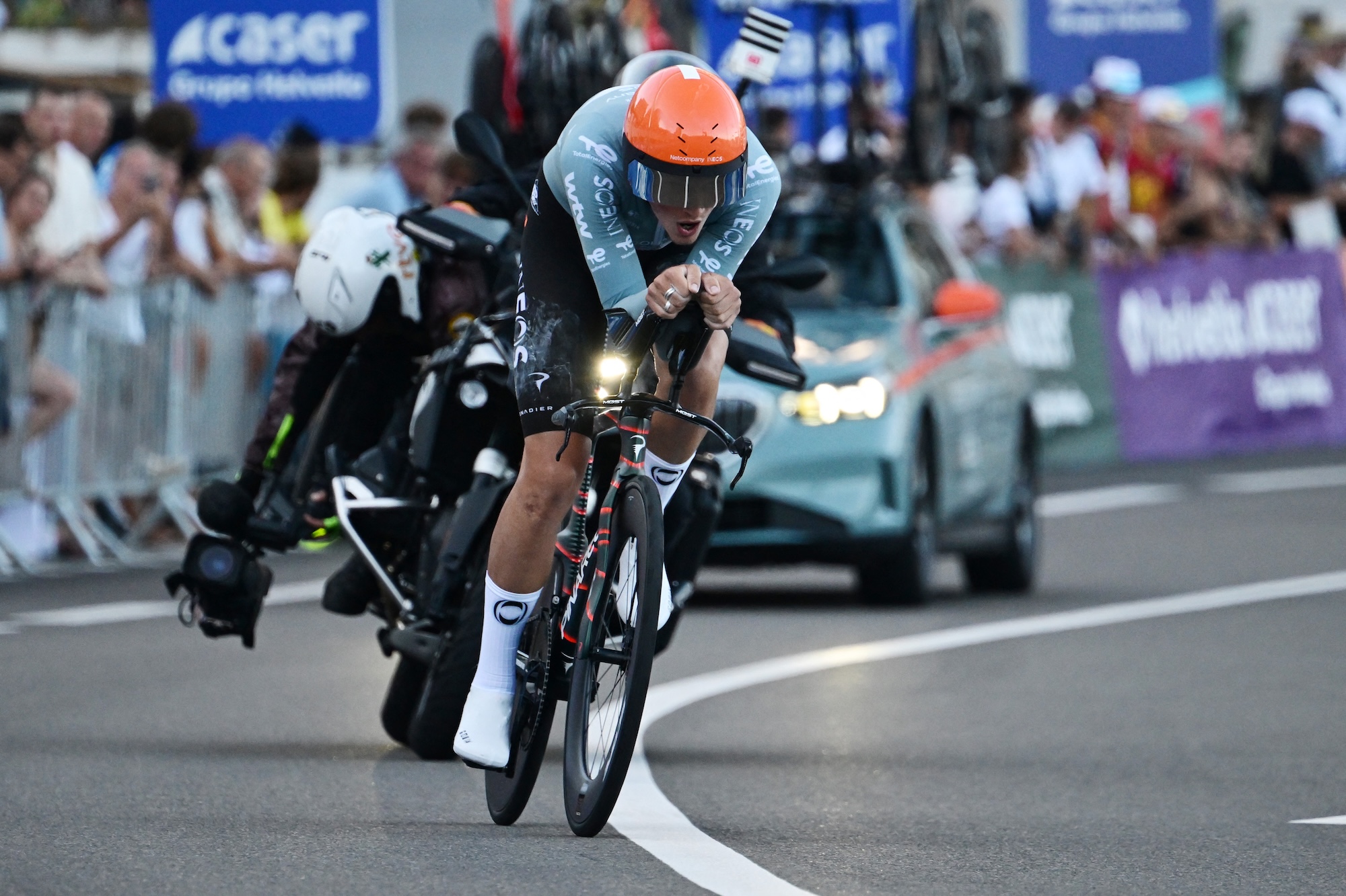 Team Netcompany Ineos' Welsh rider Joshua Tarling competes during the first stage of the Vuelta a Espana 2026