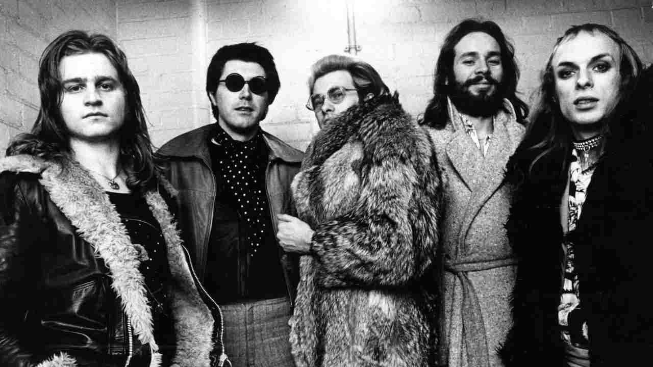 Roxy Music posing for a photograph in 1972