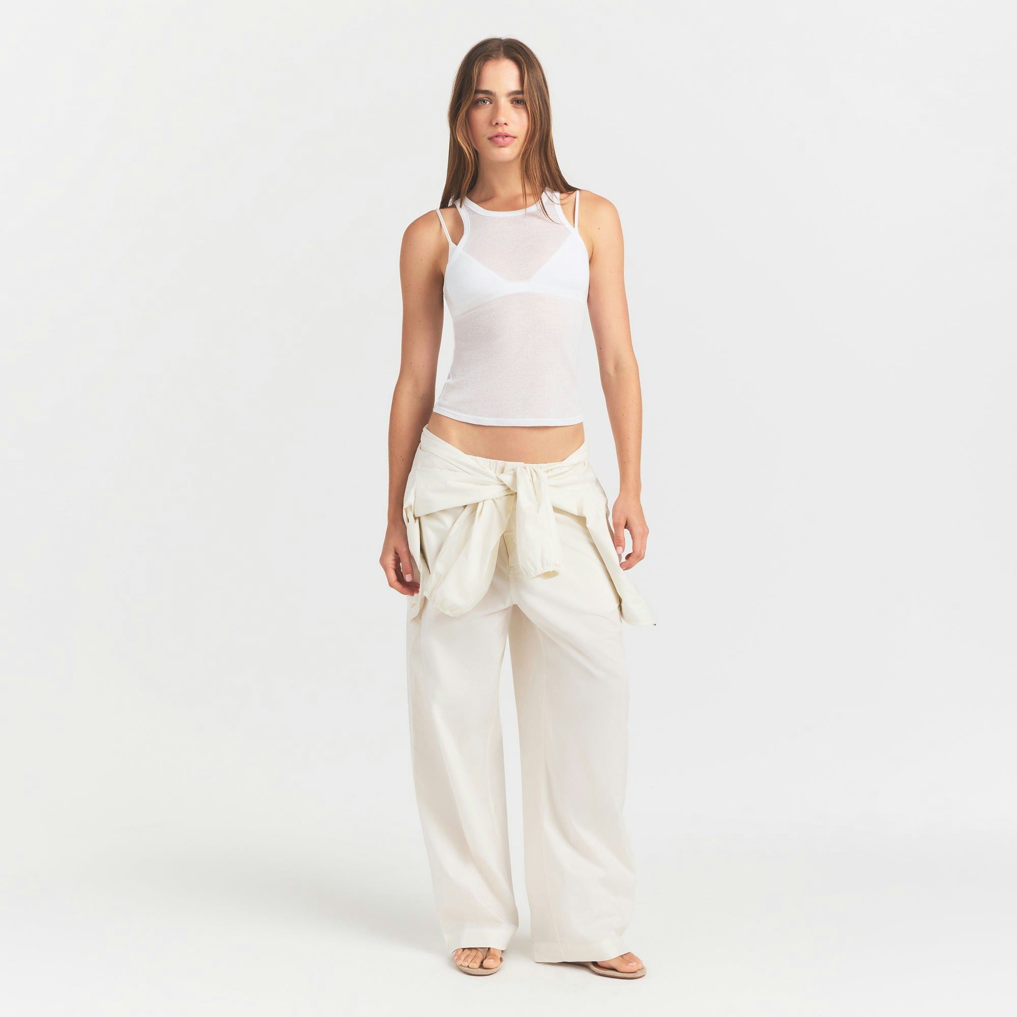 Sheer Rib Tank | Snow | Xxs