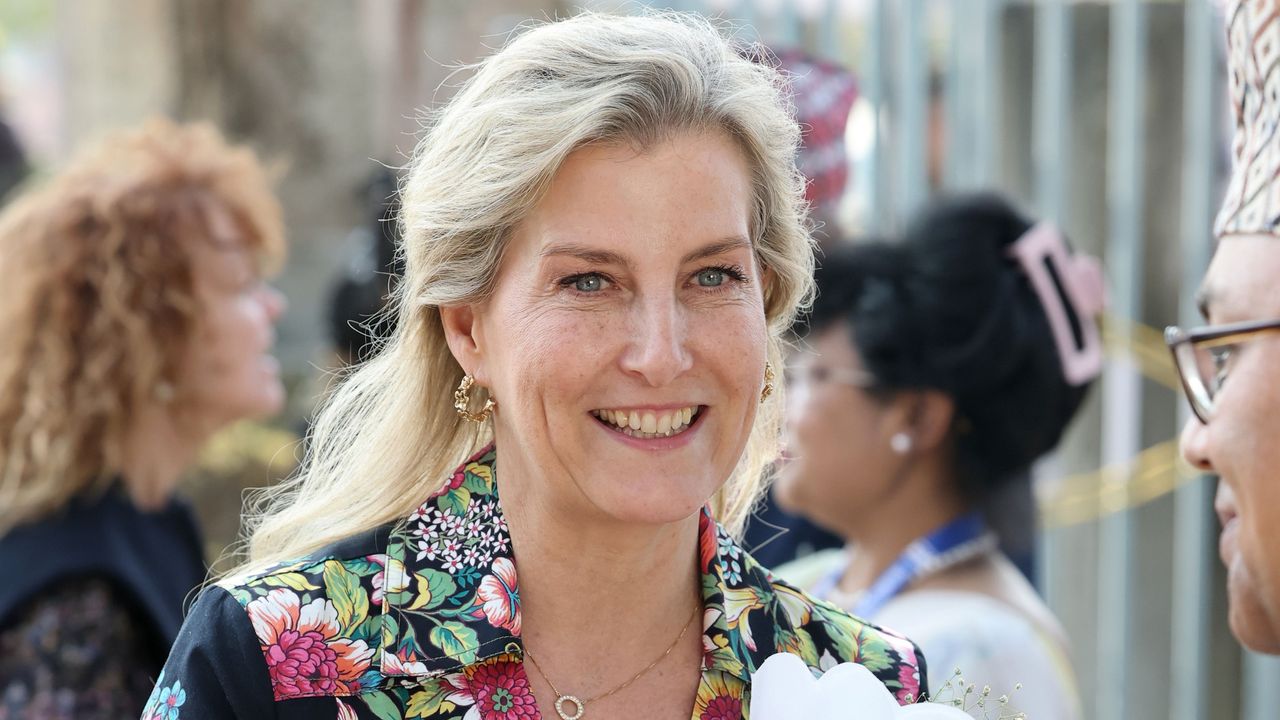 Sophie, Duchess of Edinburgh arrives at Kirtipur Eye Hospital during an official visit to Nepal on February 05, 2025 in Kirtipur, Nepal