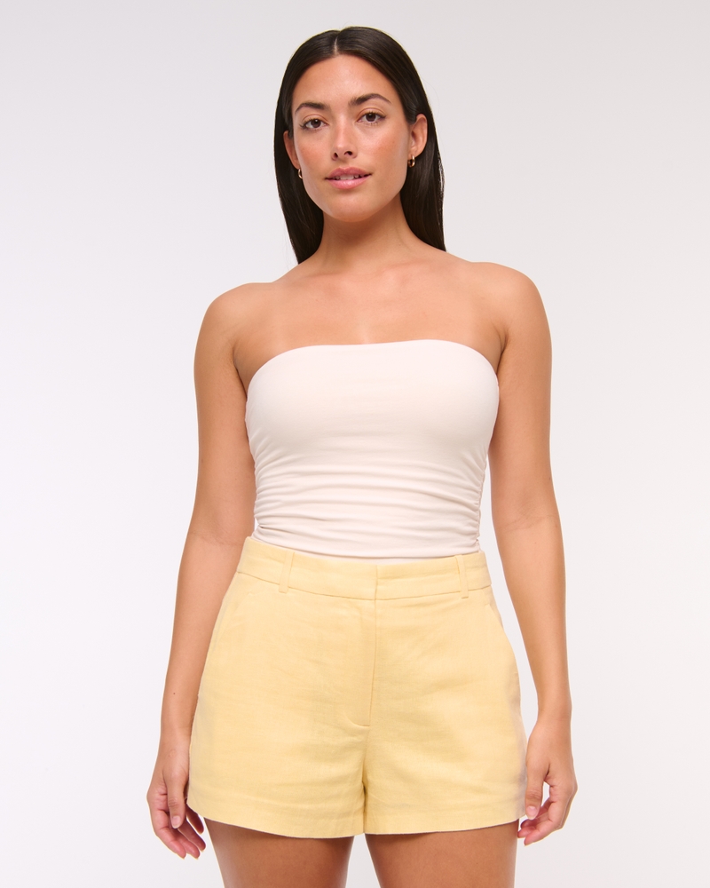 Curve Love A&f Sloane Tailored Linen-Blend Short