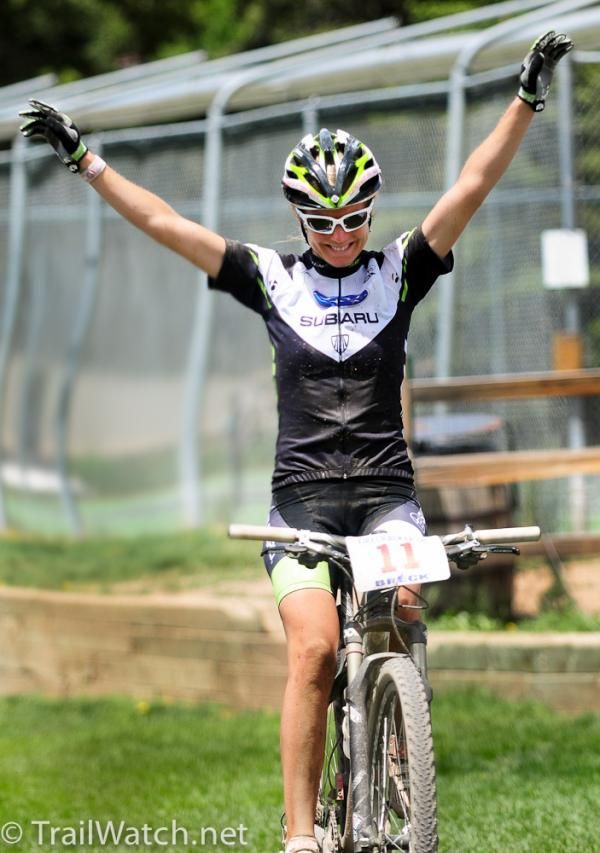 Heather Irmiger (Subaru-Trek) winning the pro women's race.