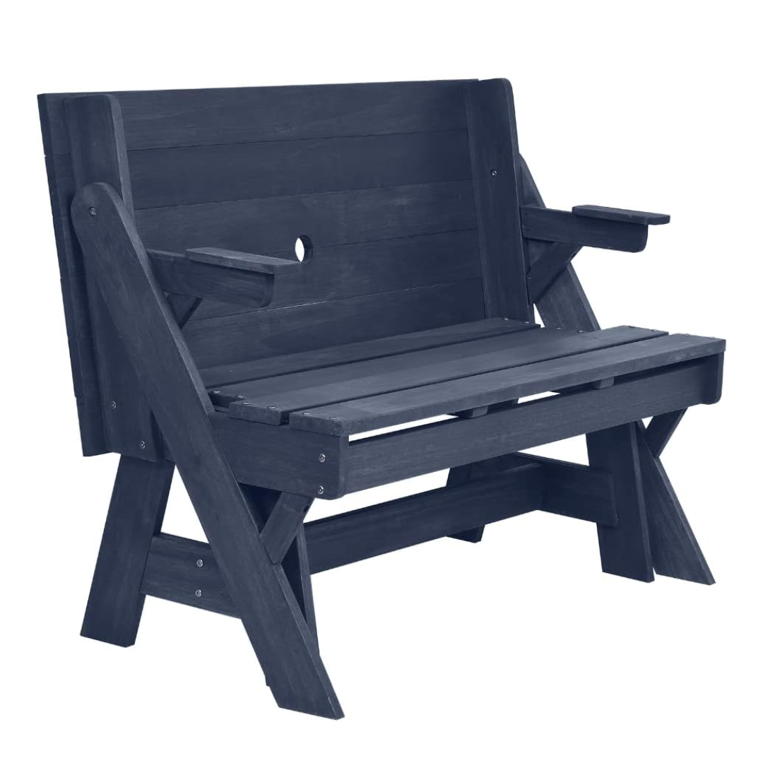 Furniture 321 Garden Hardwood Convertible Folding Picnic Table Bench 2 in 1 Made From Eucalyptus Wood Blue