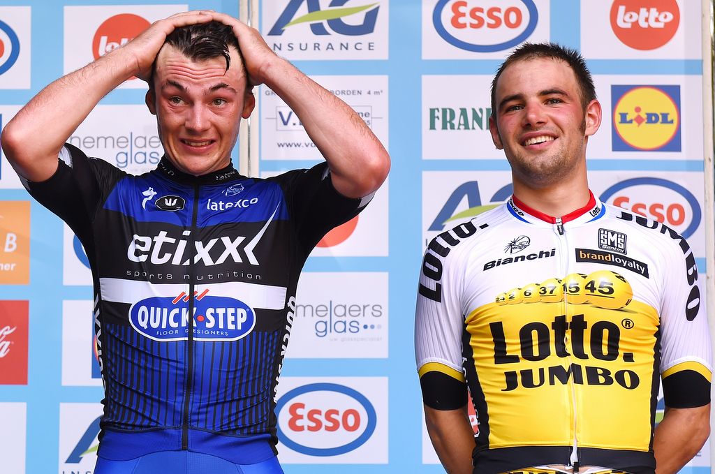 Contrasting emotions for Yves Lampaert (Etixx-Quick-Step) and Victor Campenaerts (LottoNl-Jumbo)