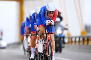 UTRECHT NETHERLANDS AUGUST 19 Miles Scotson of Australia and Team Groupama FDJ sprints during the 77th Tour of Spain 2022 Stage 1 a 233km team time trial in Utrecht LaVuelta22 WorldTour on August 19 2022 in Utrecht Netherlands Photo by Tim de WaeleGetty Images