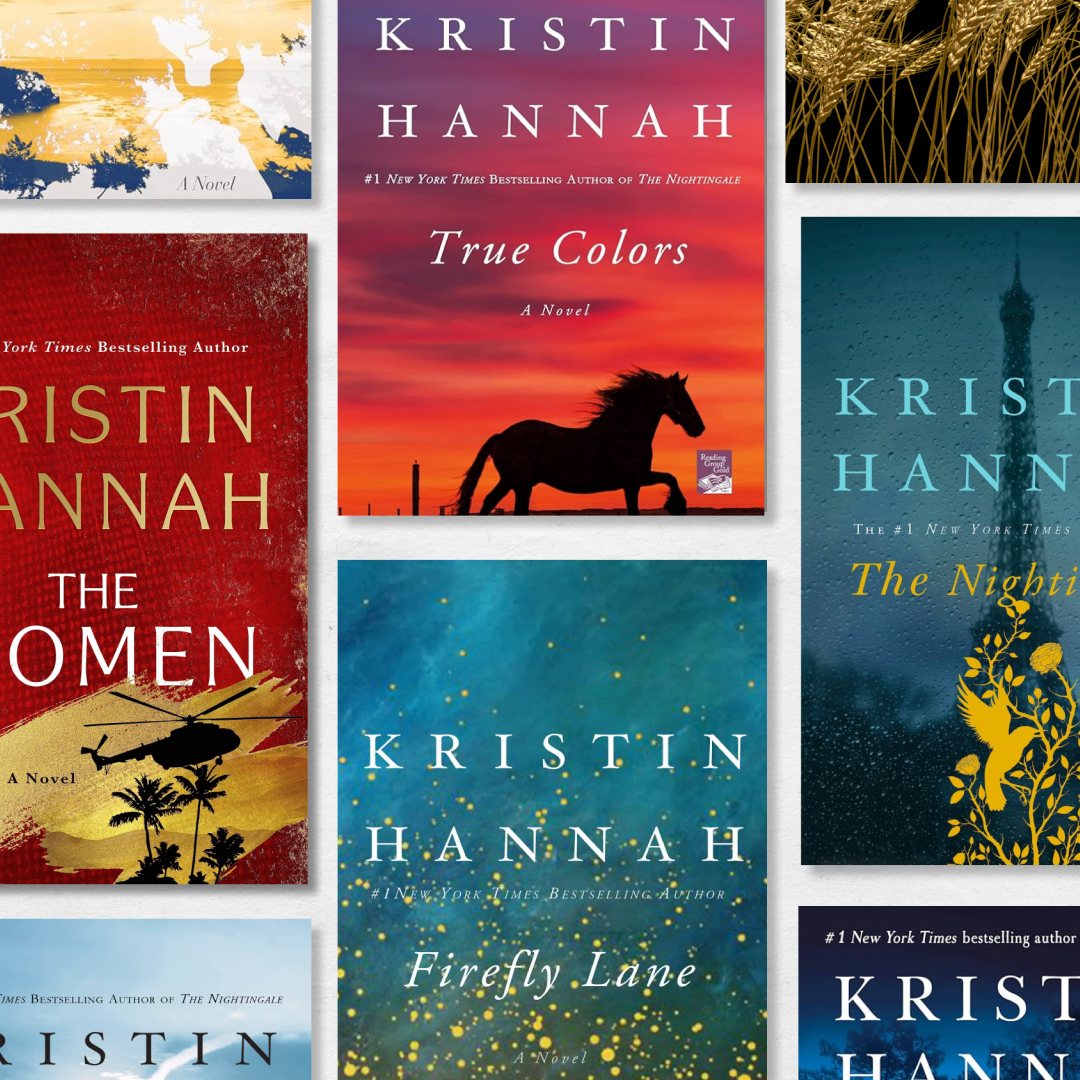 a collage of covers of kristin hannah&#039;s books