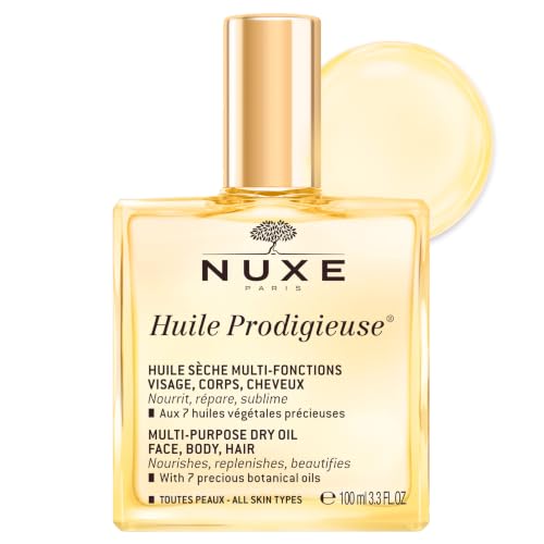 Nuxe Huile Prodigieuse Multi-Purpose Dry Oil With 7 Botanical Oils for Radiant Glow and Hydration for Face, Body &amp;amp; Hair, 3.3 Fl Oz