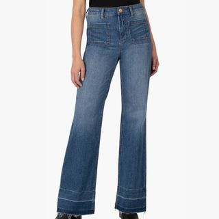 Wide leg jeans with front pockets