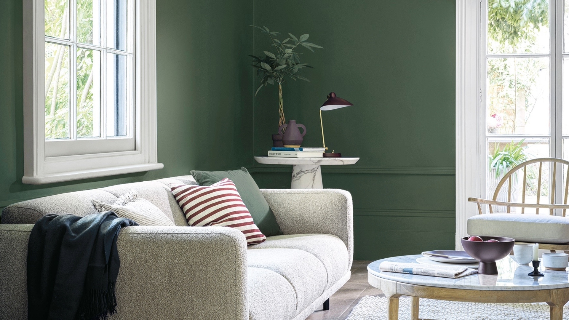 Green walls in living room