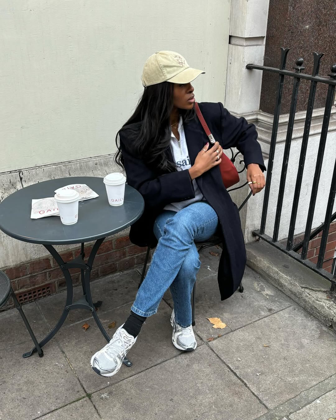 Georgia wearing chunky trainers