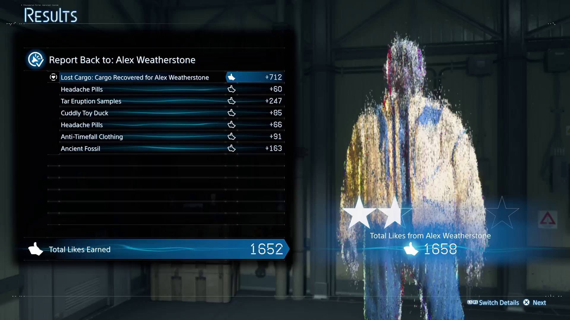 Death Stranding 2 Likes from Alex Weatherstone for delivery