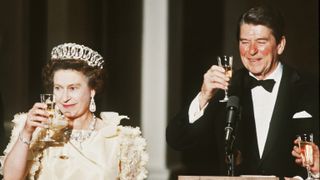Queen Elizabeth II with a drink
