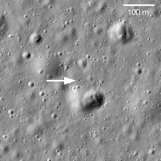 Lunokhod 1 in its final parking spot. NASA's Lunar Reconnaissance Orbiter (LRO) obtained images of the landing site in 2010.
