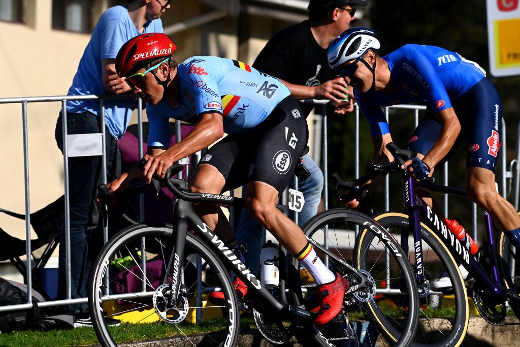 The men's elite race at the Wollongong 2022 UCI Road World Championships Sunday 25th September