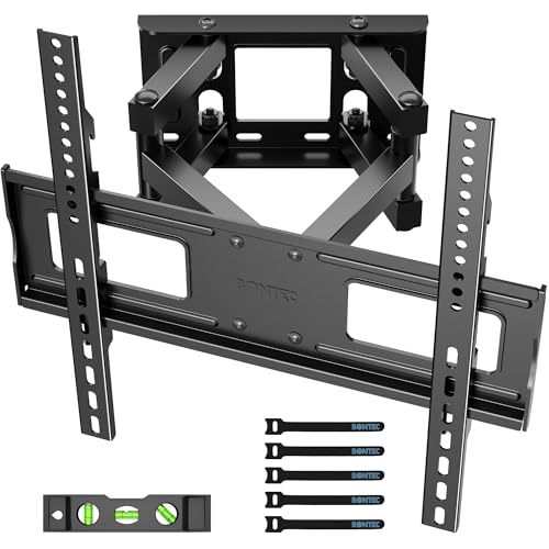 Bontec Tv Wall Bracket for 23&amp;ndash;70 Inch Led Lcd Oled Screens, Full Motion Double Arm Tv Wall Mount Swivels Tilts Extends Up to 380mm, Holds 45kg, Max Vesa 400x400mm, Includes Spirit Level