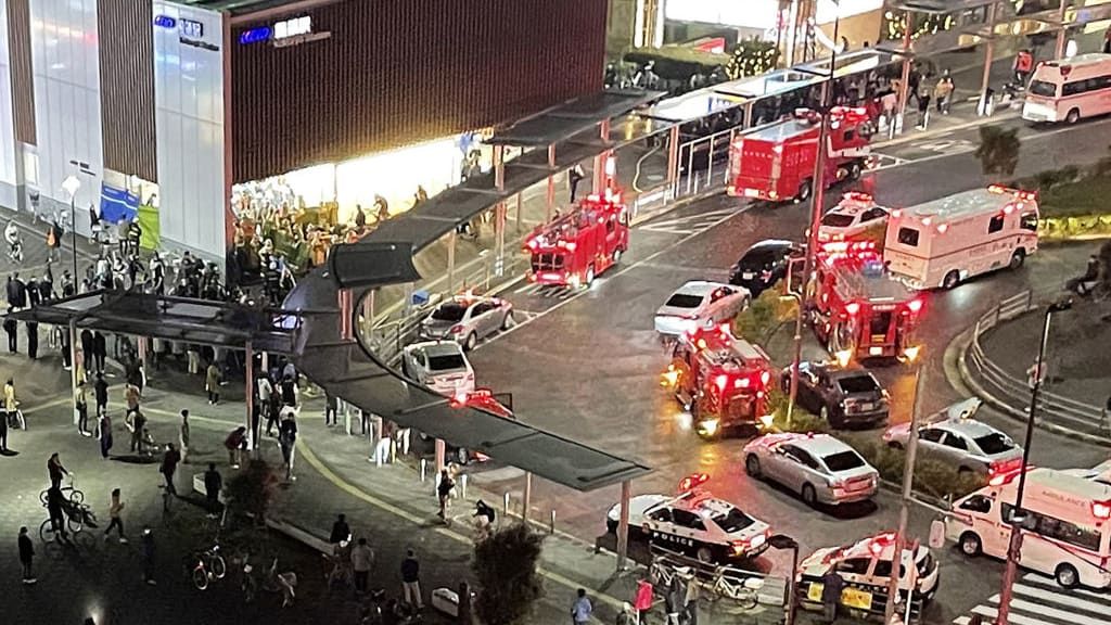 Firefighters and rescue workers in Tokyo.