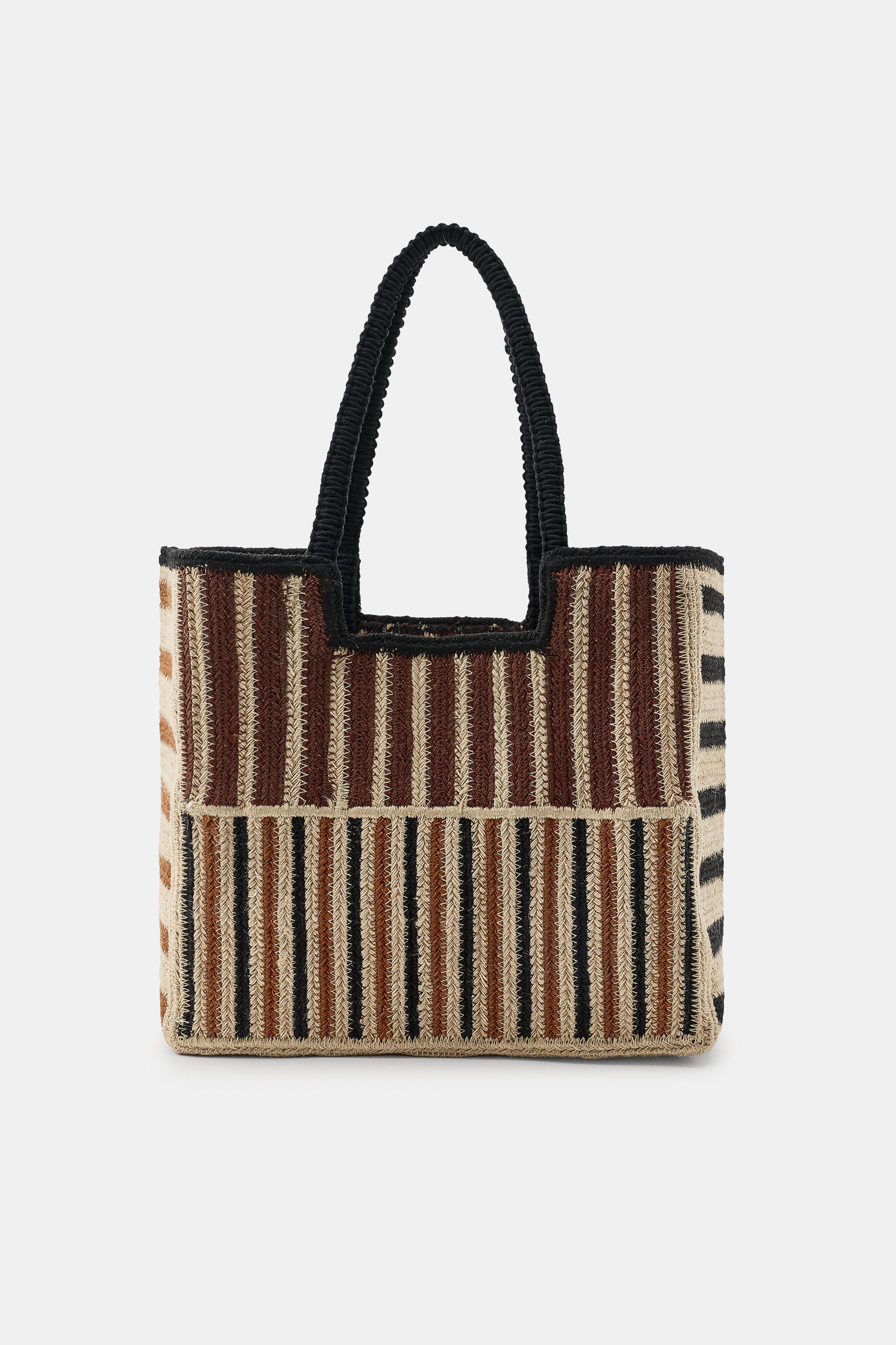 Striped Braided Jute Bag