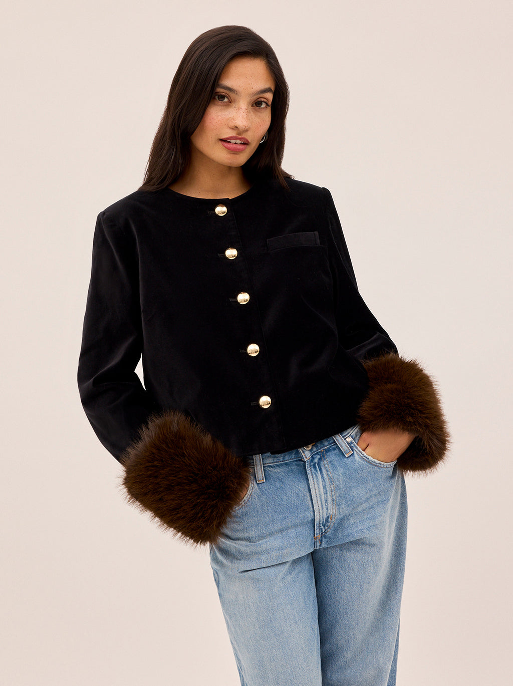 Claudette Black Velvet Boxy Jacket