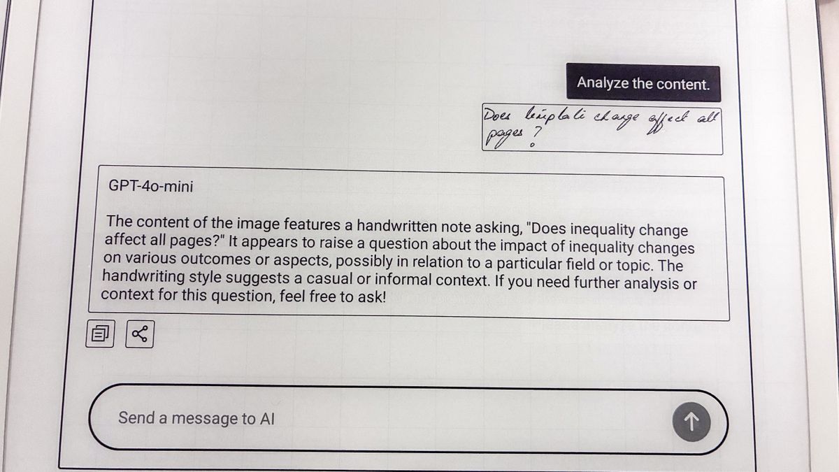 Misread handwriting in the Analyze feature of the ViWoods AiPaper