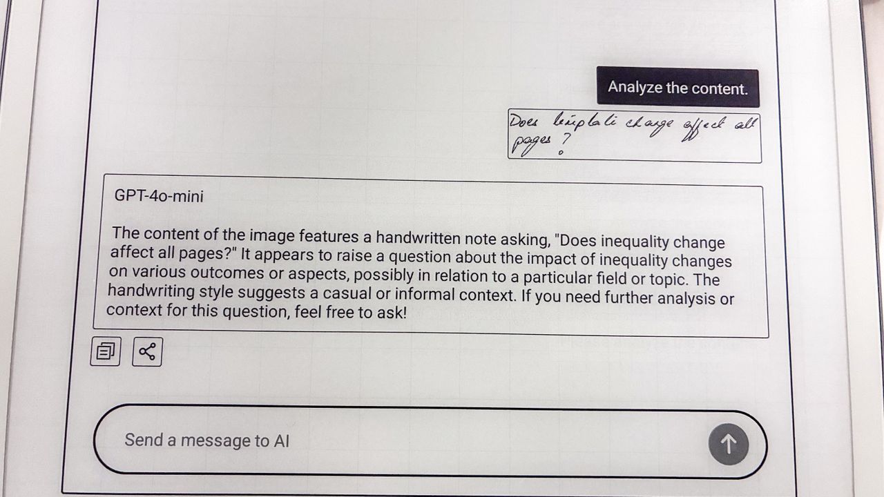 Misread handwriting in the Analyze feature of the ViWoods AiPaper