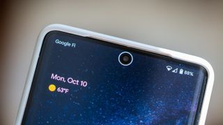 The ring around the front-facing camera when Face Unlock is enabled on the Google Pixel 7