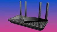 TP-Link Archer AX21 Wi-Fi 6 router on a purple gradient background