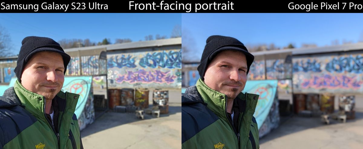 Front facing camera comparisons between the Samsung Galaxy S23 Ultra and other premium Android phones